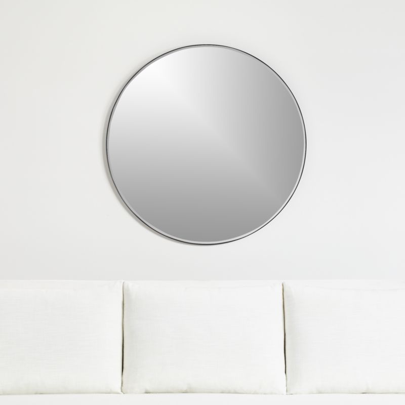 Edge Black Round 36" Wall Mirror + Reviews | Crate & Barrel | Crate & Barrel