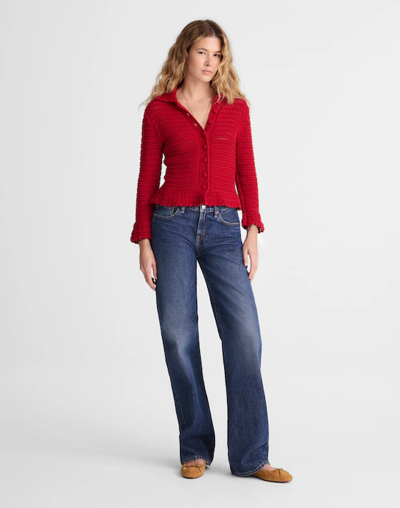 Pointelle-Knit Peplum Cardigan | Madewell