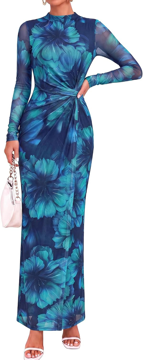 BTFBM Womens Sheer Mesh Maxi Fall Wedding Guest Dress Fashion Clothing 2026 | Amazon (US)