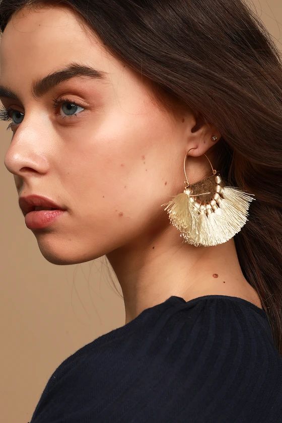 Fan Out Gold and Cream Fringe Earrings | Lulus (US)