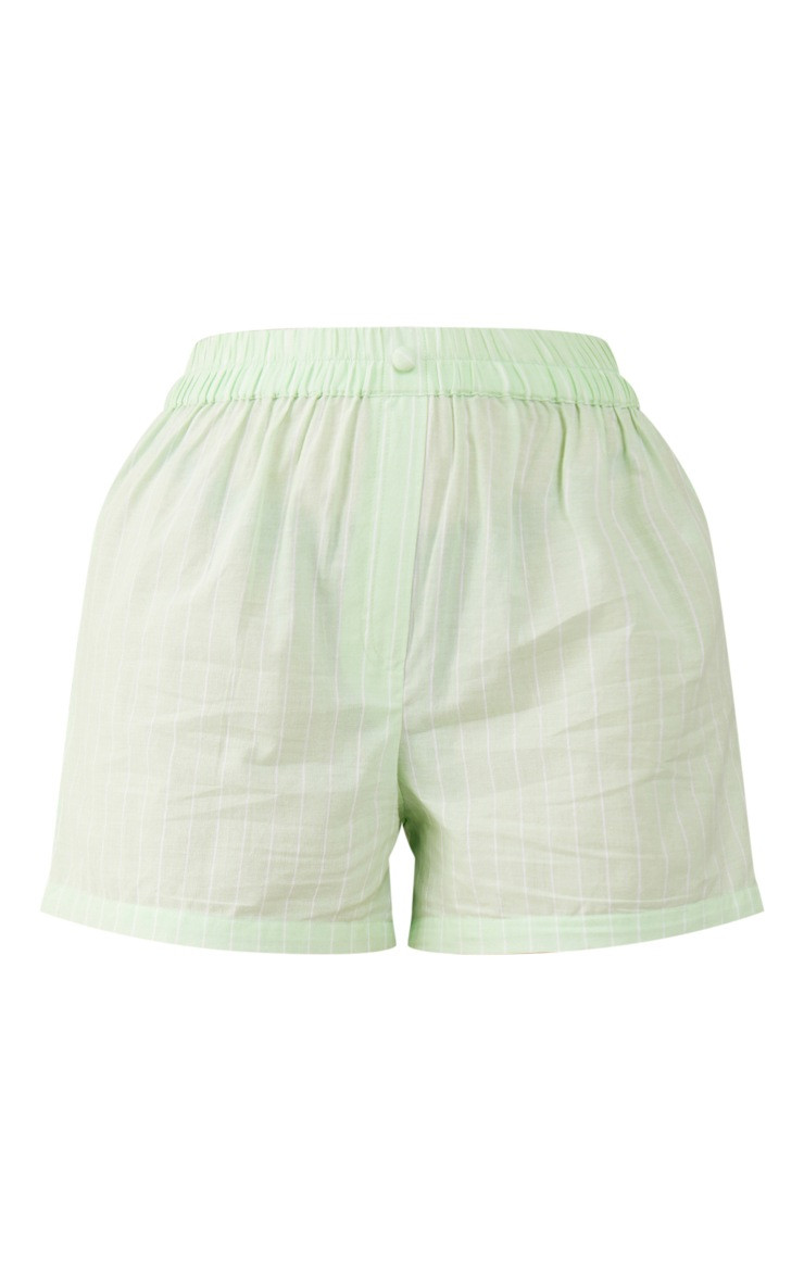 Pastel Green Stripe Cotton Button Front Shorts | PrettyLittleThing UK
