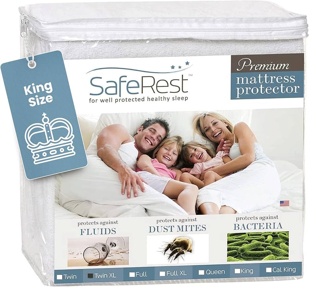 SafeRest Mattress Protector - King Size Cotton Terry Waterproof Mattress Protector, Breathable Fi... | Amazon (US)