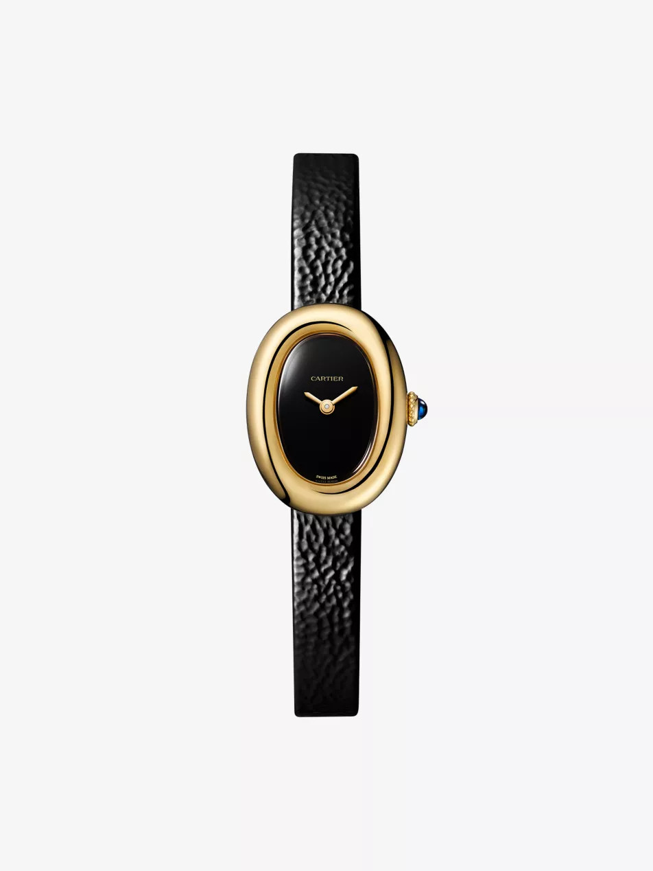 CRWGBA0040 Baignoire mini 18ct yellow-gold and leather quartz watch | Selfridges