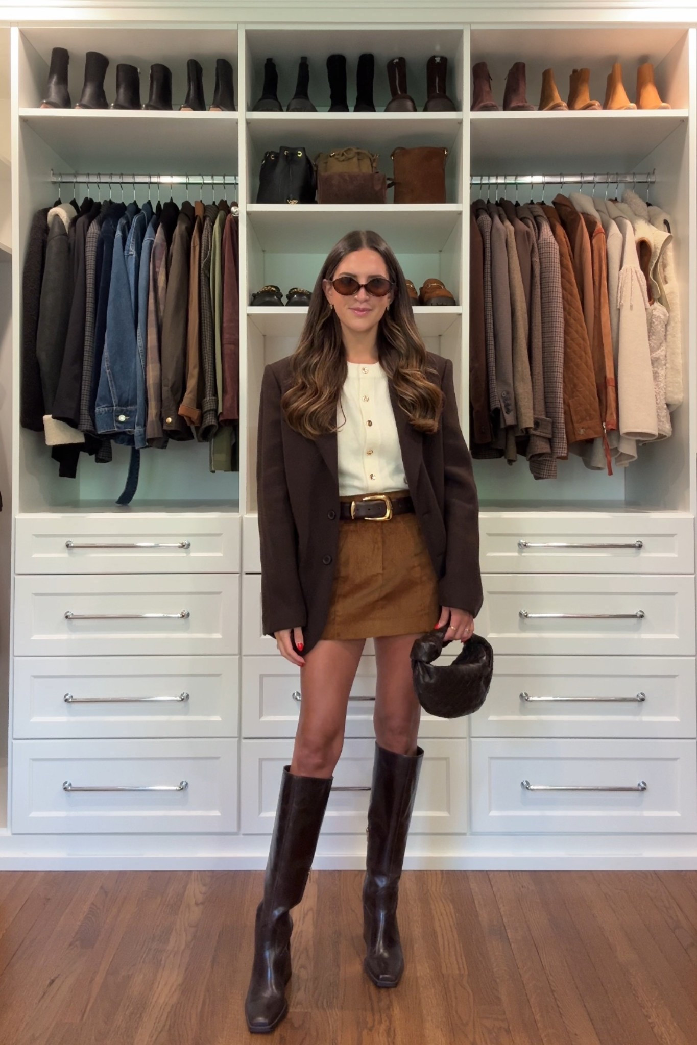 Small sweater 
xsmall skirt 

Fall outfit 
Knee high boots 
Boots 
Blazers 

#LTKSeasonal #LTKFindsUnder100 #LTKShoeCrush