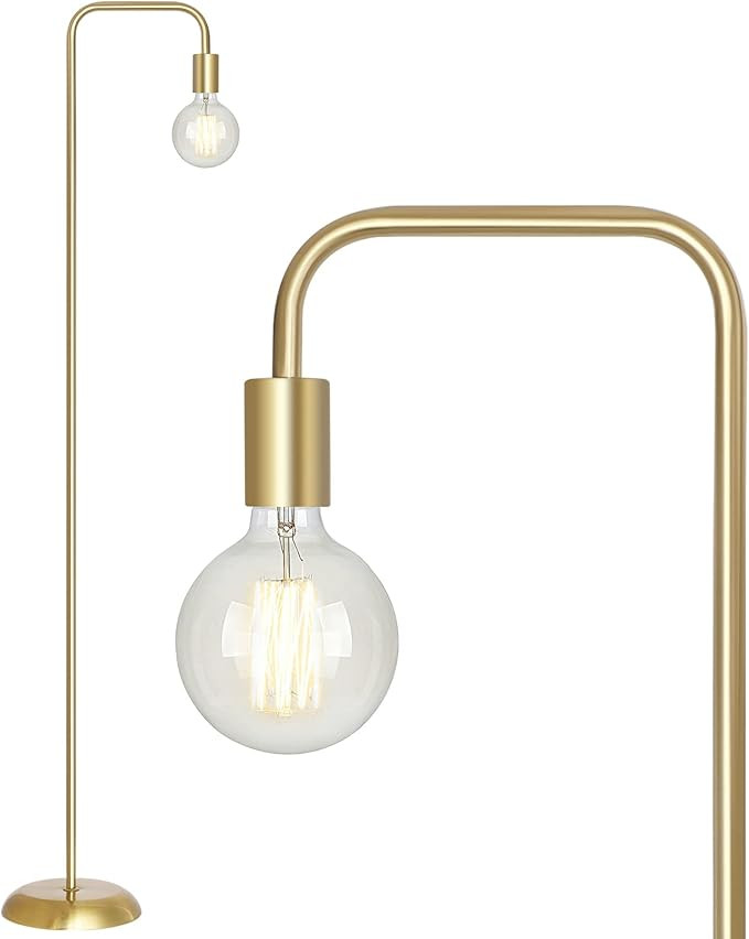 QiMH Industrial Floor Lamp with Light Bulb,100% Metal Standing Lamp,Tall Modern Brushed Gold Led ... | Amazon (US)