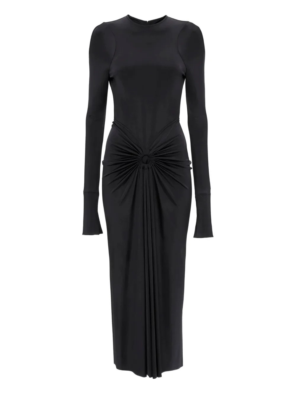 Victoria Beckham Gathered long-sleeve Midi Dress | Black | FARFETCH | Farfetch Global