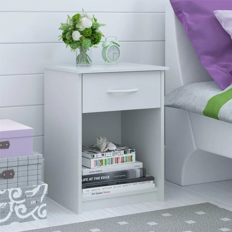 Mainstays Classic Nightstand with Drawer, White | Walmart (US)