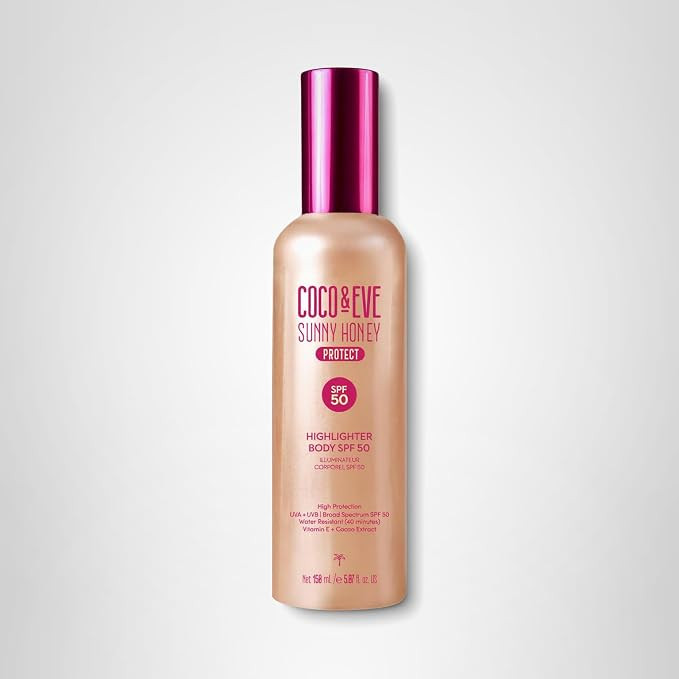 Coco & Eve Body Highlighter SPF 50 – Shimmer Sunscreen, Broad Spectrum Sun Protection, Lightwei... | Amazon (US)