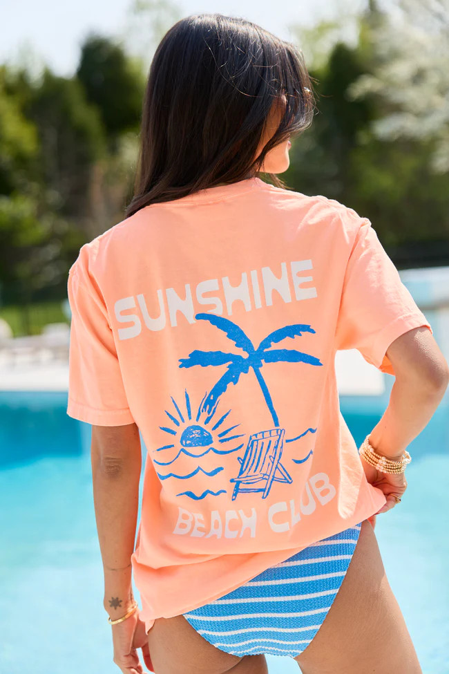 Sunshine Beach Club Neon Orange Graphic Tee | Pink Lily