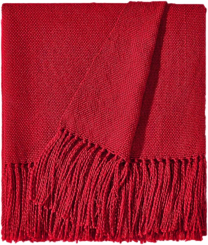 CozeCube Christmas Red Throw Blanket for Couch, Decorative Boho Throw Blanket with Fringe Tassel,... | Amazon (US)