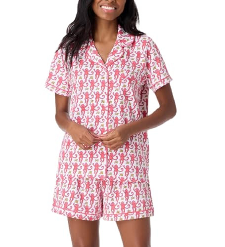 Womens Preppy Monkey Pajamas Set 2 Piece Button Down Short Sleeve Shirt Cute Rabbit Shorts Set Y2k Loungewear Pjs | Amazon (US)