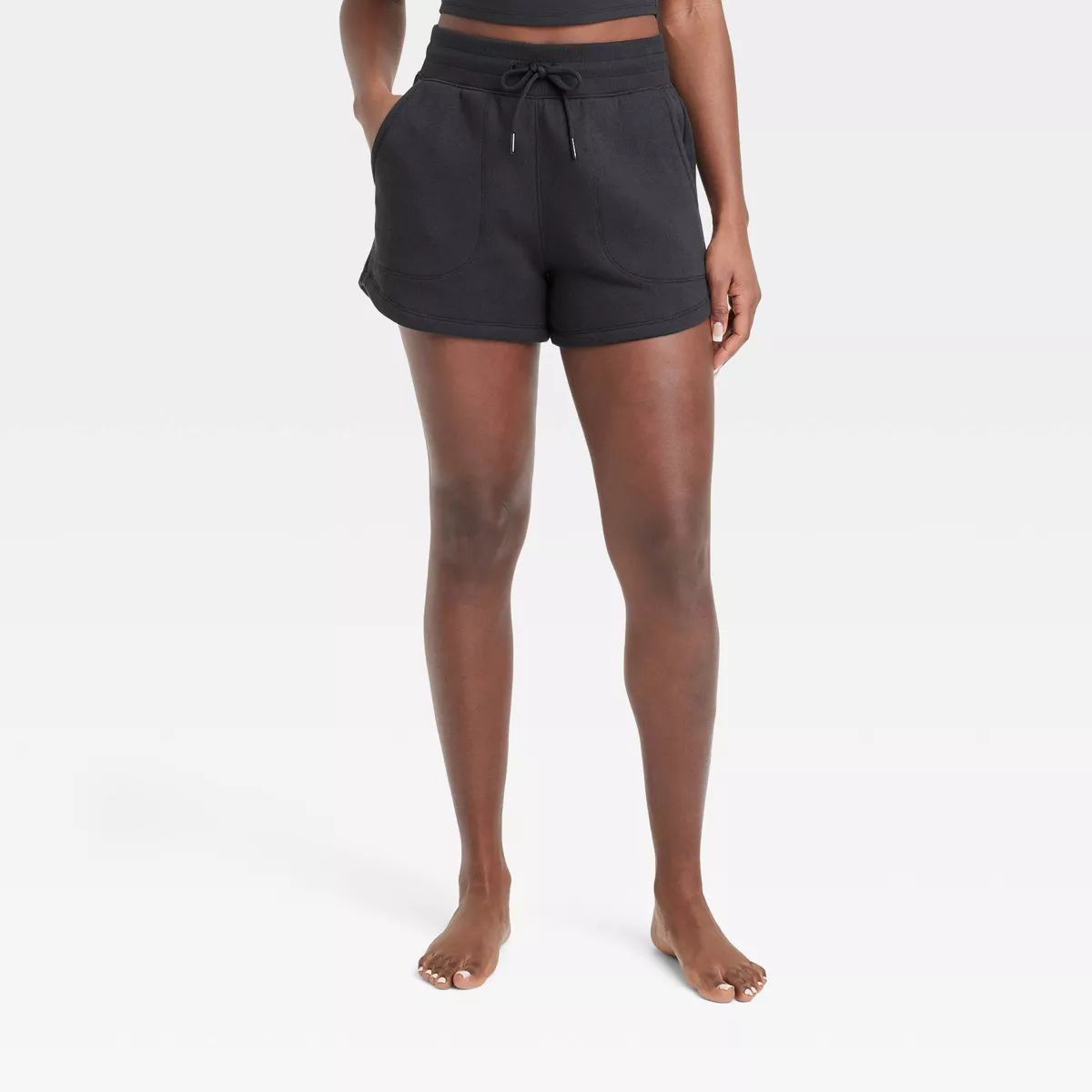 Women's Fleece High-Rise Shorts 3.5" - All In Motion™ Black M | Target