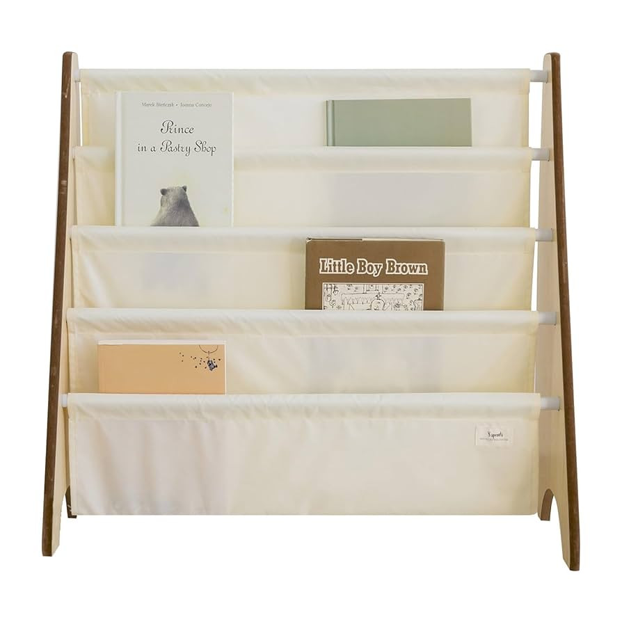 3 Sprouts Recycled Fabric Kids Bookshelf – 4-Tier Sling Book Rack Organizer - Nursery Room Play... | Amazon (US)