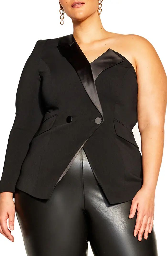 City Chic Nova Double Breasted One-Shoulder Jacket | Nordstrom | Nordstrom