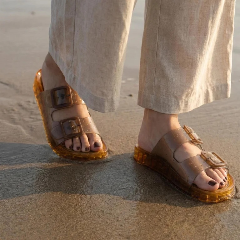 Cushionaire Pool Slides For Women Waterproof Double Buckle Adjustable Slip-On Womens Sandals For ... | Walmart (US)
