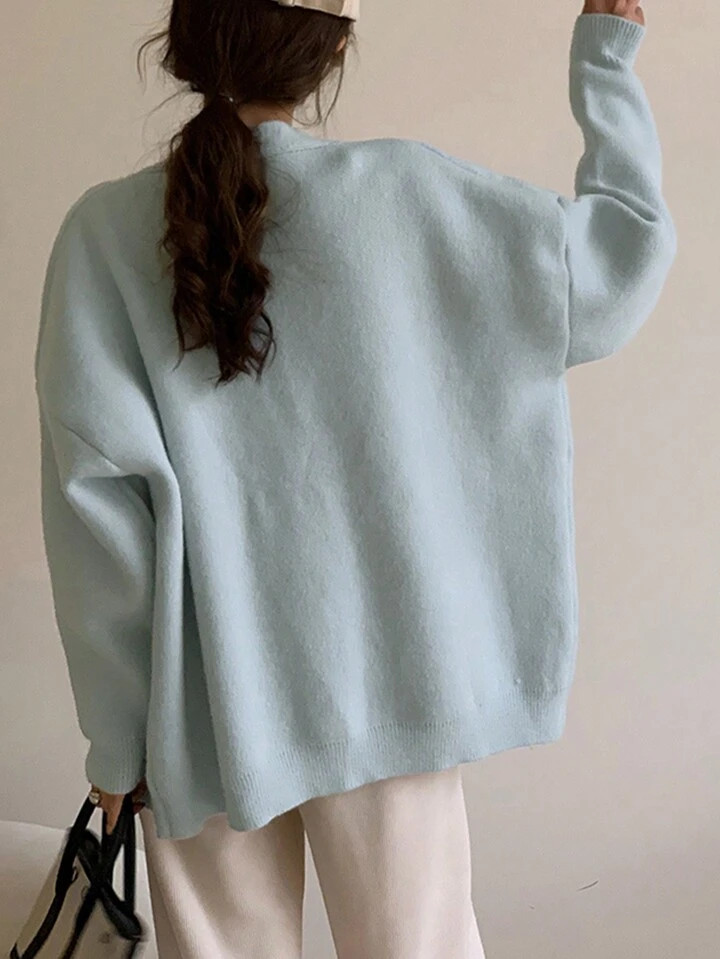 Women's Solid Color Minimalist Casual Cardigan,Long Sleeve Tops | SHEIN