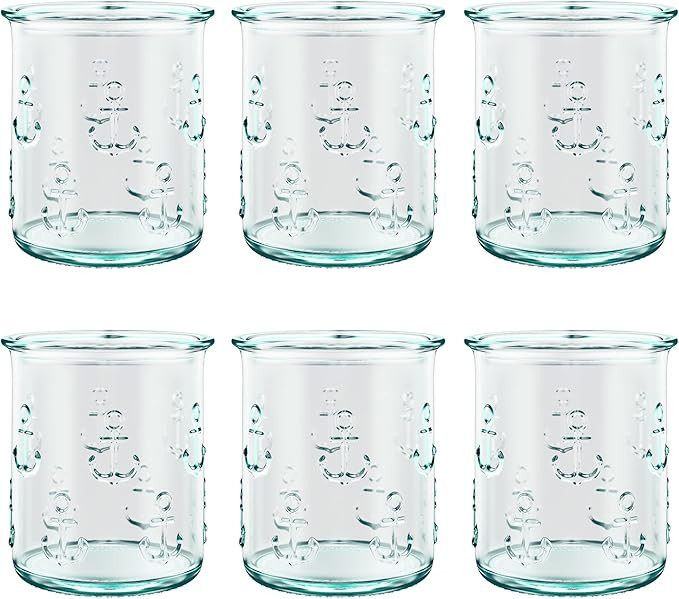 Amici Home Italian Recycled Anchor DOF Glassware Set of 6 | Drinking Glasses with Embossed Anchor... | Amazon (US)