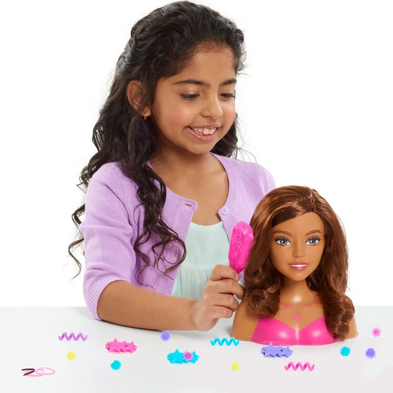 Just Play Barbie Fashionistas 20 Piece Styling Head for Kids, Brown Hair, Kids Toys for Ages 3 up... | Walmart (US)