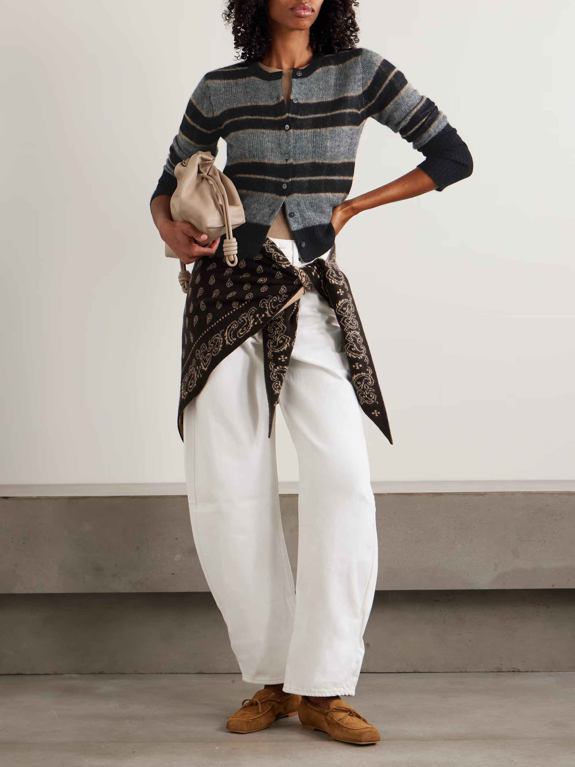 Shadow striped wool, silk and cashmere-blend cardigan | NET-A-PORTER (US)