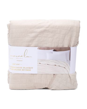 Reversible To Plush Quilted Gauze Blanket | TJ Maxx