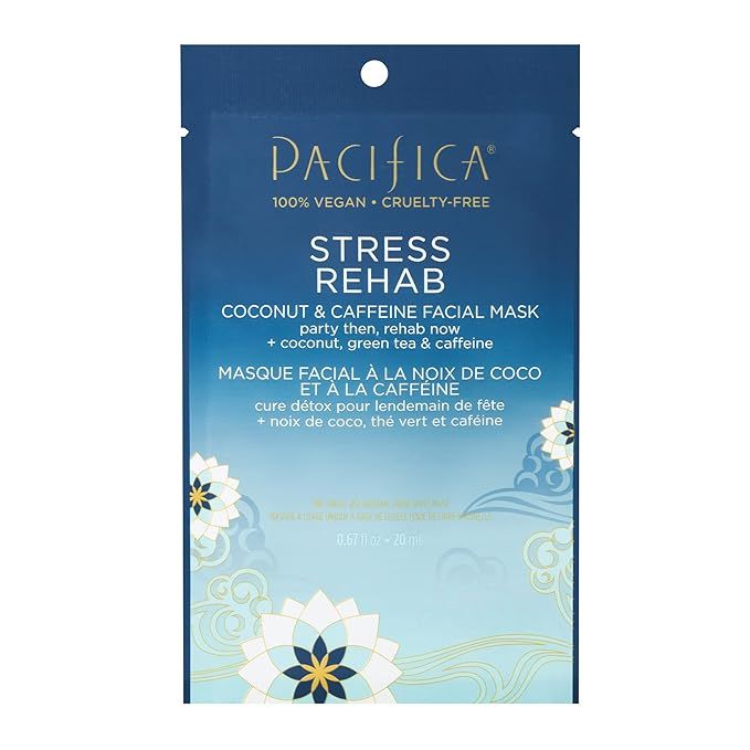 Pacifica Beauty, Stress Rehab Coconut & Caffeine Face Mask, Sheet Mask, De-Stress, Reduce Puffine... | Amazon (US)
