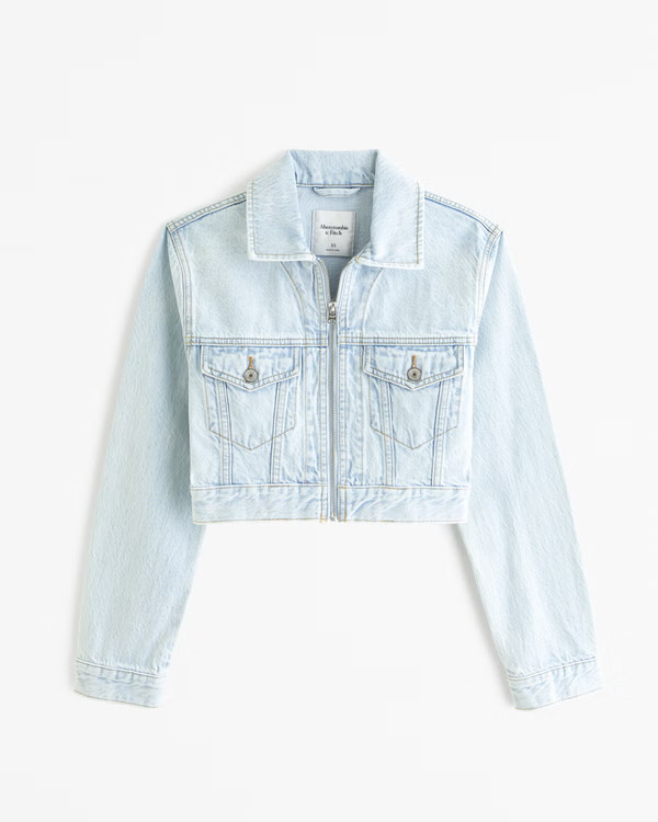 Cropped Denim Trucker Jacket | Abercrombie & Fitch (US)