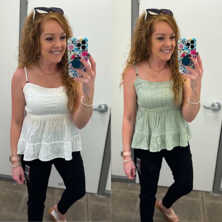 $14 Walmart Celebrity Pink Juniors Babydoll Crochet Cami Top / spring outfit / vacation outfit / date night / summer top / workwear / work top / work outfit  

Cami top- sized up to medium 
Black Jeans- sized up to a 7

#LTKfindsunder50 #LTKworkwear #LTKover40