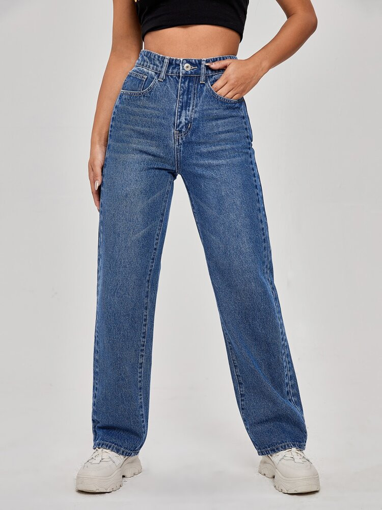 High Waist Straight Leg Jeans | SHEIN