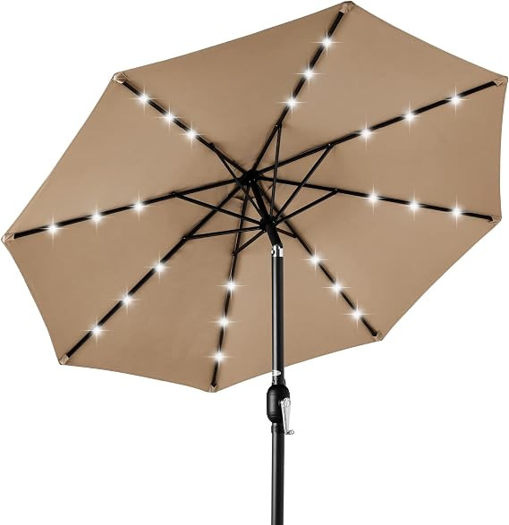 Best Choice Products 10ft Solar Polyester LED Lighted Patio Umbrella w/Tilt Adjustment and UV-Res... | Amazon (US)