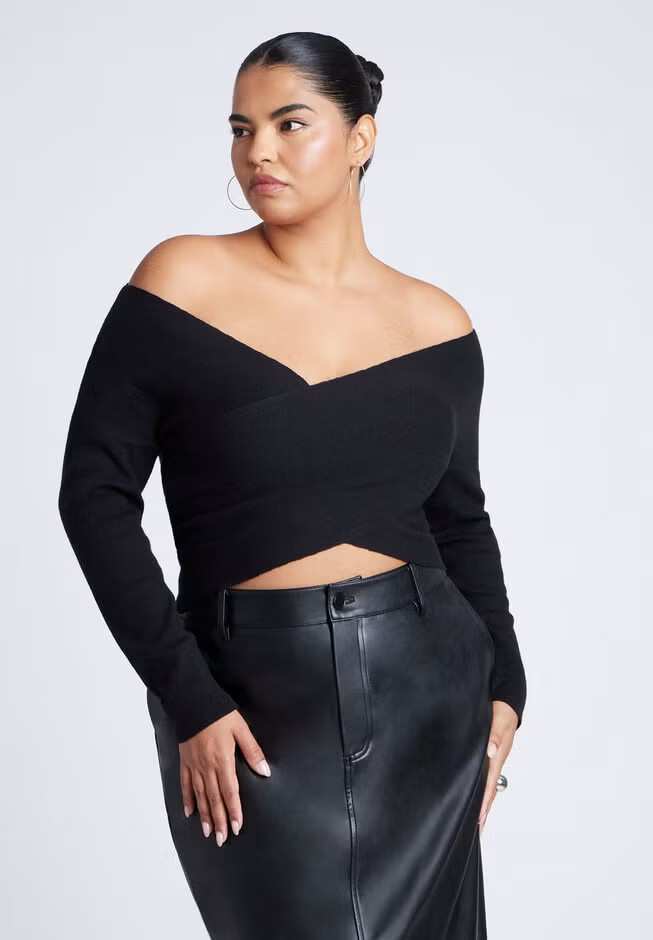 Wrap Front Cropped Sweater | Eloquii