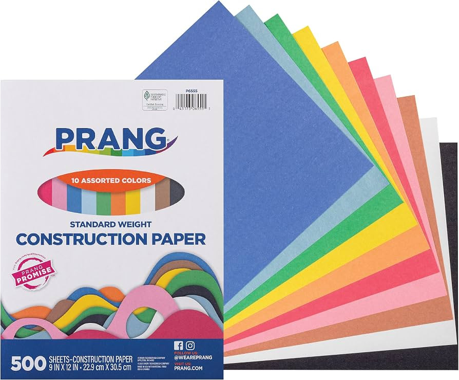 Prang (Formerly Art Street) Construction Paper, 10 Assorted Colors, Standard Weight, 9" x 12", 50... | Amazon (US)