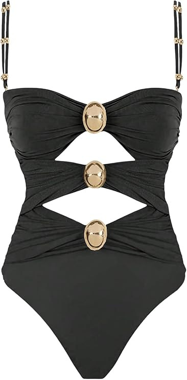 Verdusa Women's Cut Out Colorblock One Piece Swimsuit Ruched Swimwear Bathing Suit | Amazon (US)