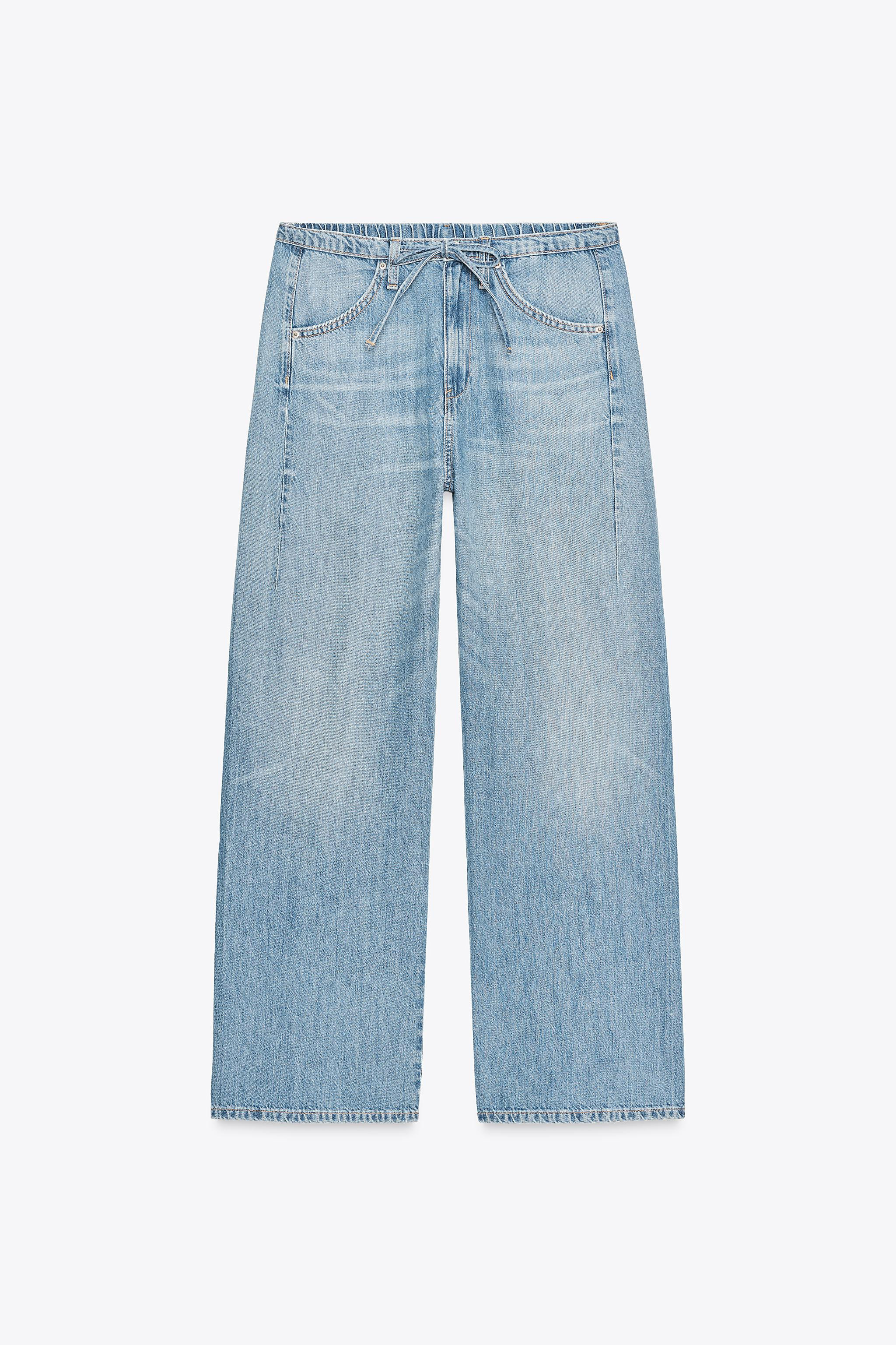 TRF FLOWY DRAWSTRING DENIM PANTS | Zara US