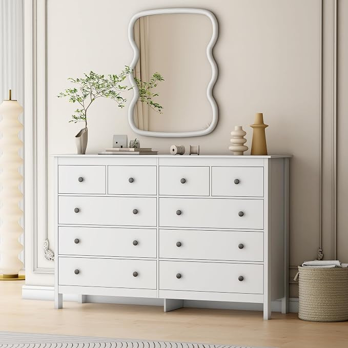 10 Drawer Dresser, 55" Modern White Dressers and Chests of Drawers, 10 Drawer Wide Dressers for B... | Amazon (US)