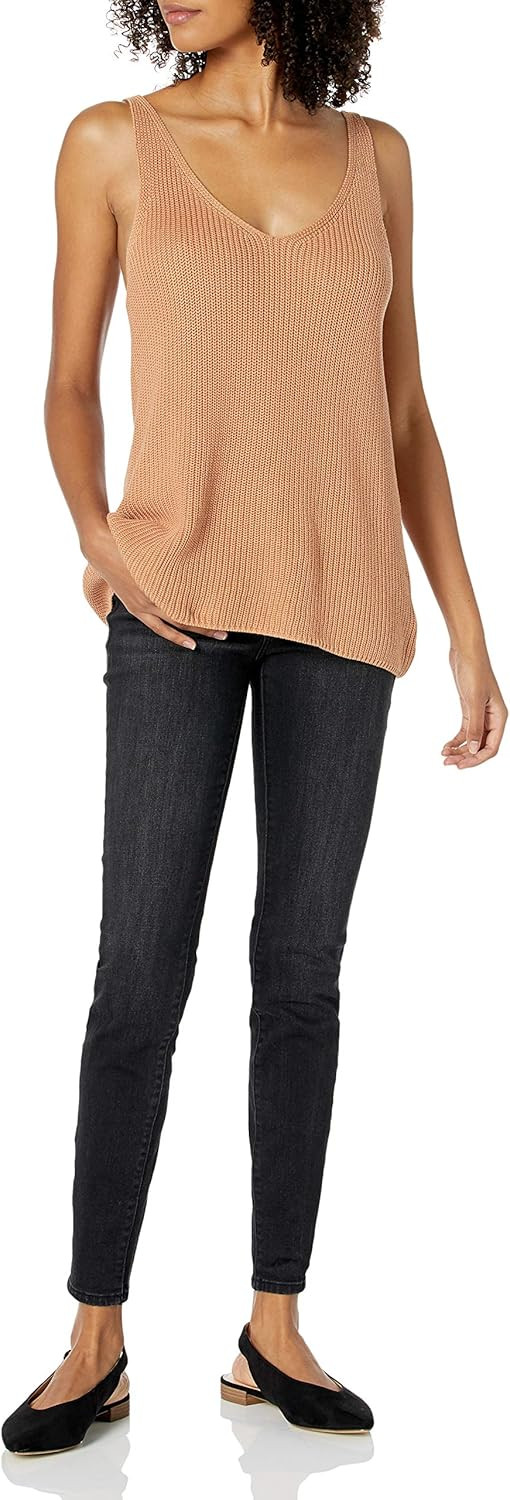 The Drop Women's Claire Double V-Neck Textured Rib Sweater Tank | Amazon (US)