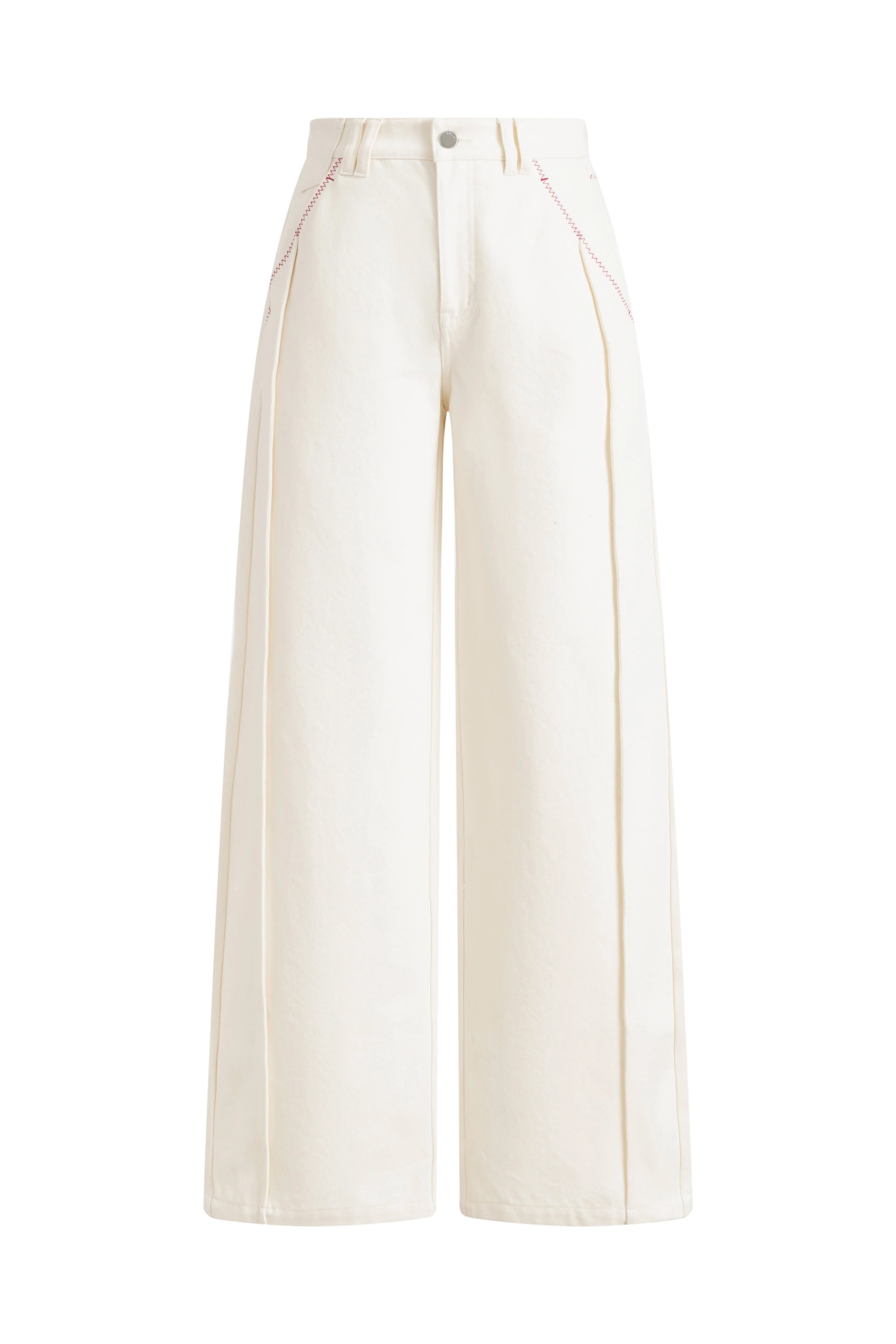 Genevieve Color Blocked White Jeans in Cotton Denim | Fabrique