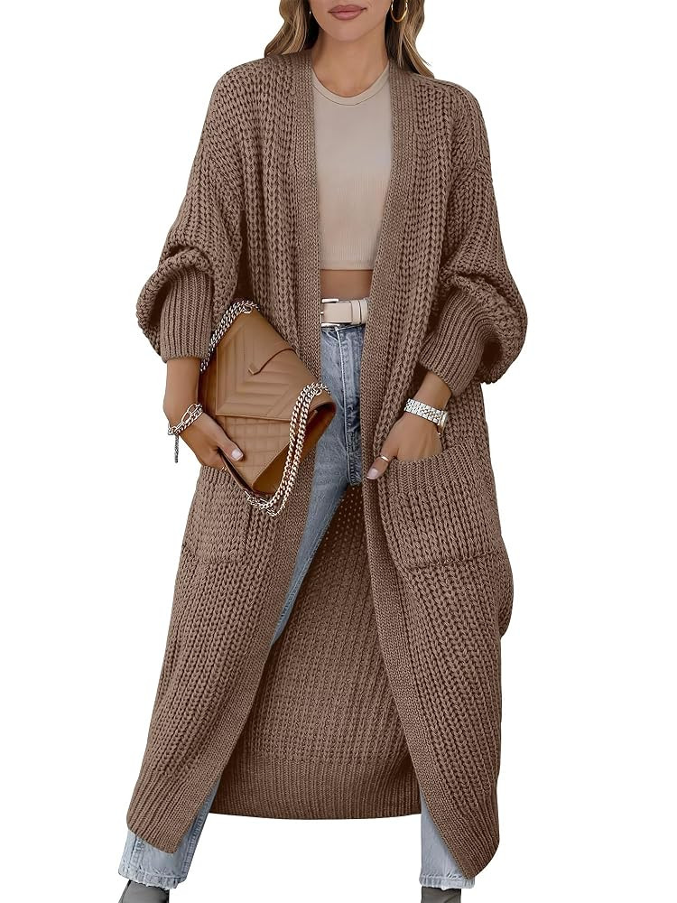 Caracilia Women Cardigan Sweaters Long Sleeve Open Front Knit Long Coat Duster Cozy 2025 Fall Win... | Amazon (US)
