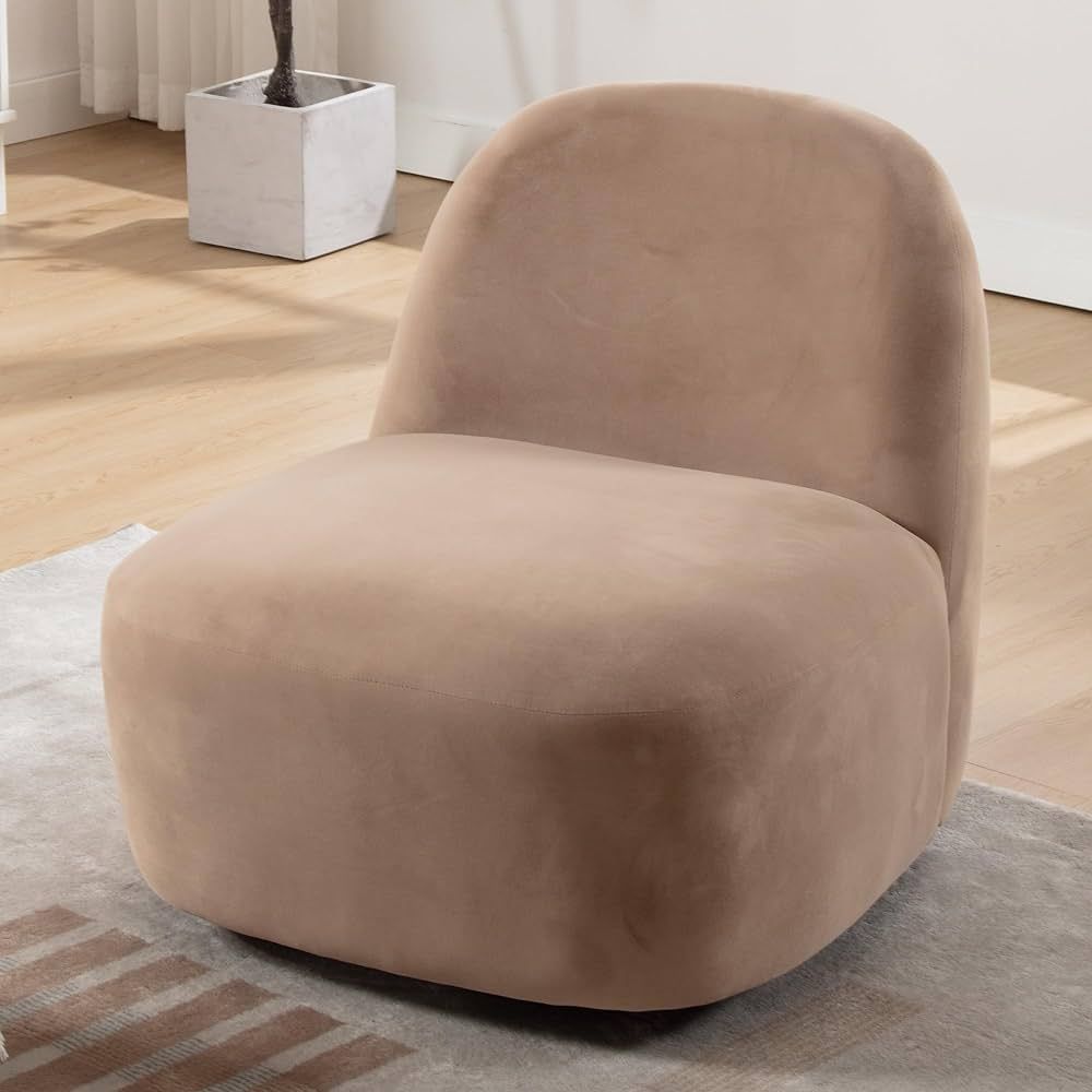 360° Swivel Modern Accent Chair, Swivel Barrel Chair Velvet Upholstered Modern Round Accent Arml... | Amazon (US)
