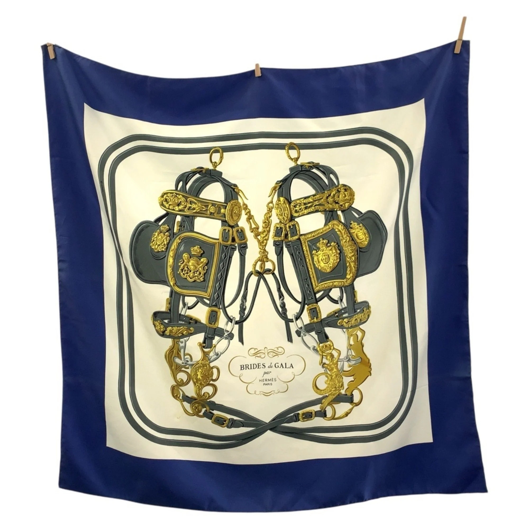 Hermes blue ivory Silk Scarf (Pre-Owned) | Shop Simon