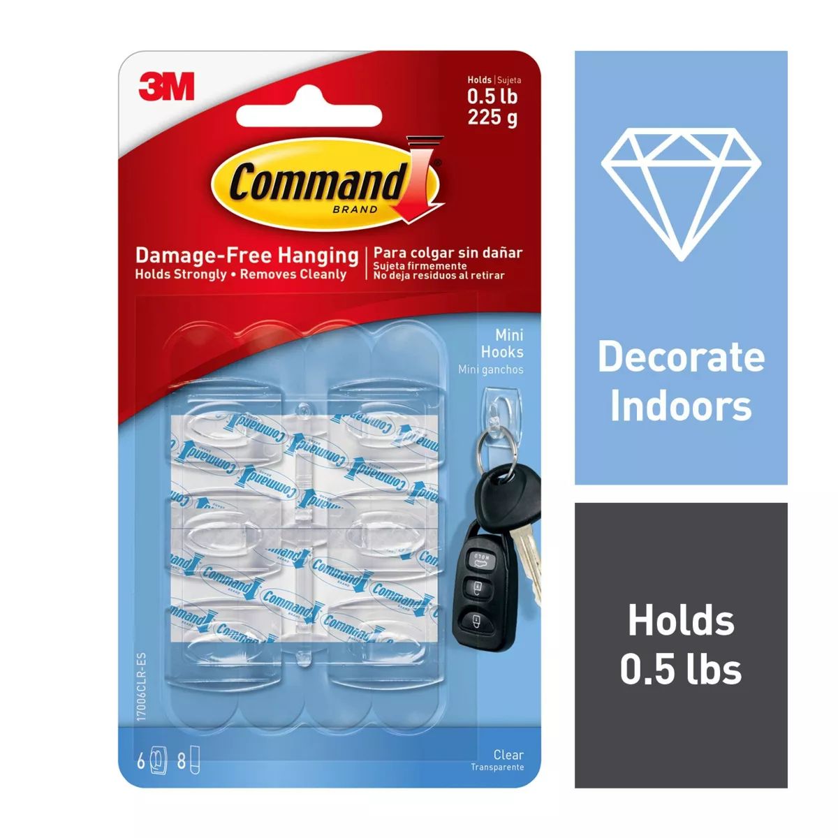 Command 6 Hooks 8 Strips Mini Clear Decorative Hooks | Target