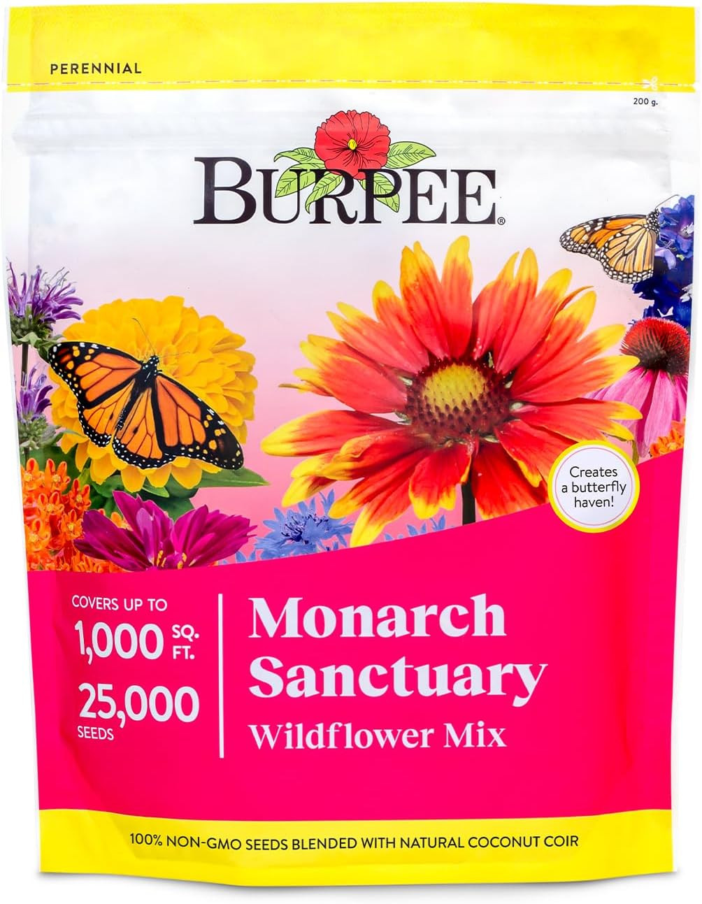 Burpee Wildflower Mix Monarch Sanctuary Seeds | 25,000 Non-GMO Seeds, 3 Types of Butterfly Weed P... | Amazon (US)