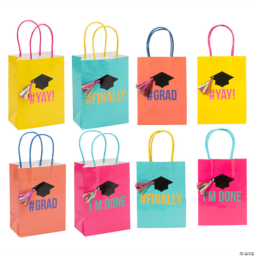 5" x 7" Small Congrats Girl Grad Party Paper Gift Bags - 4 Pc. | Oriental Trading Company