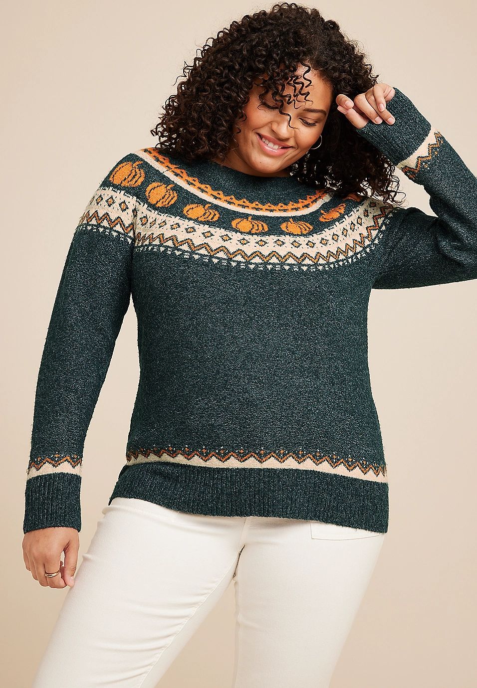 Plus Size Pumpkin Fair Isle Sweater | Maurices