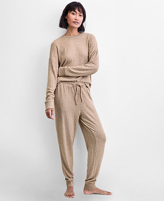 Women's Cable Jogger Pajama Set, XS-3X, Macy's Exclusive | Macy's