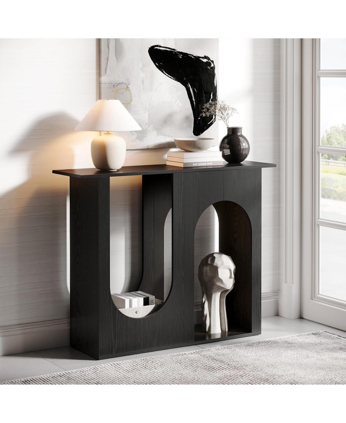 Tribesigns 39.4'' Black Console Table, Narrow Sofa Table Behind The Couch with Arched Design - Black | Macy's