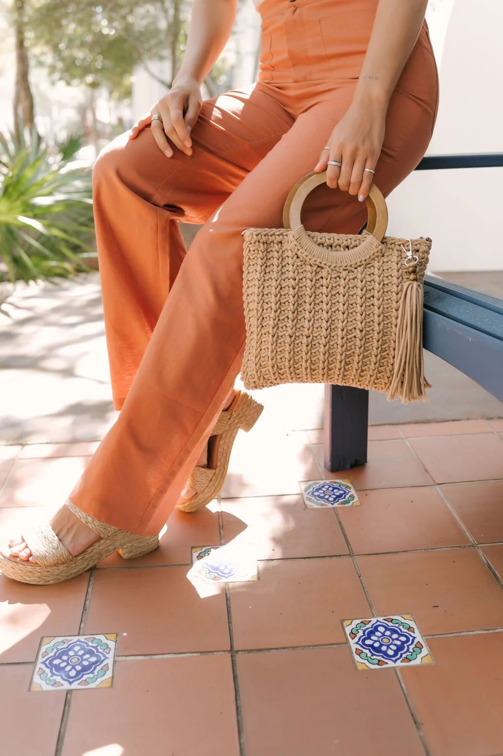 Khaki Crochet Knit Tote Bag | Magnolia Boutique