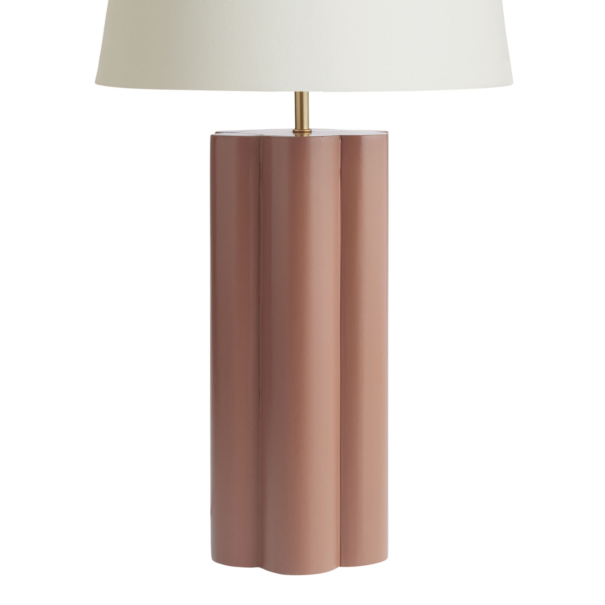Katia Terracotta Mango Wood Scalloped Pillar Table Lamp Base | World Market