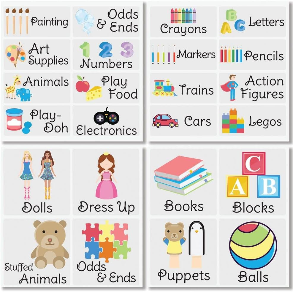 mDesign Home Organization Labels - Preprinted Label Stickers for Toy and Game Storage and Cleanin... | Amazon (US)