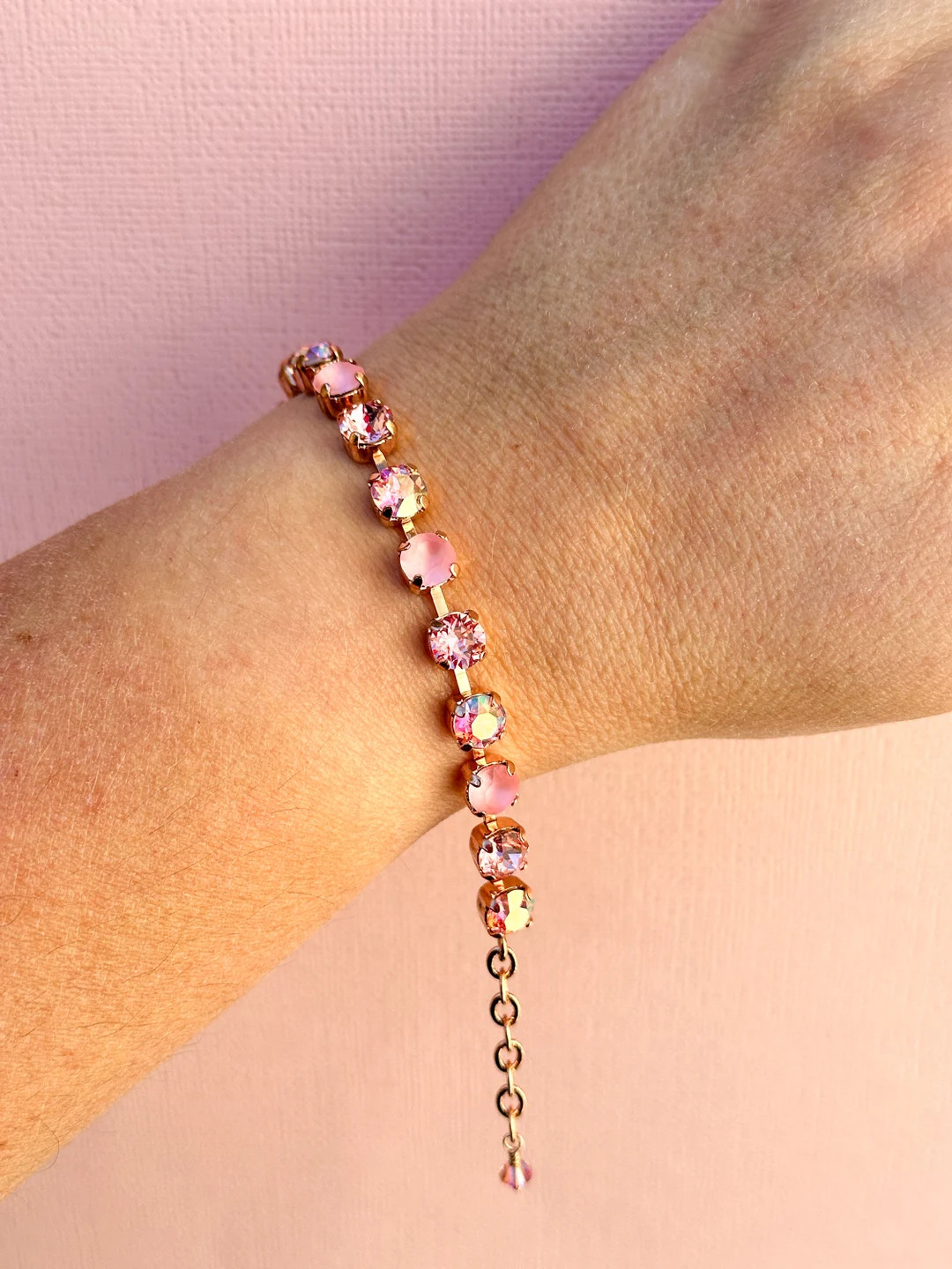 6mm Pink Frost Ombre Bracelet Choose Setting Color - Etsy | Etsy (US)