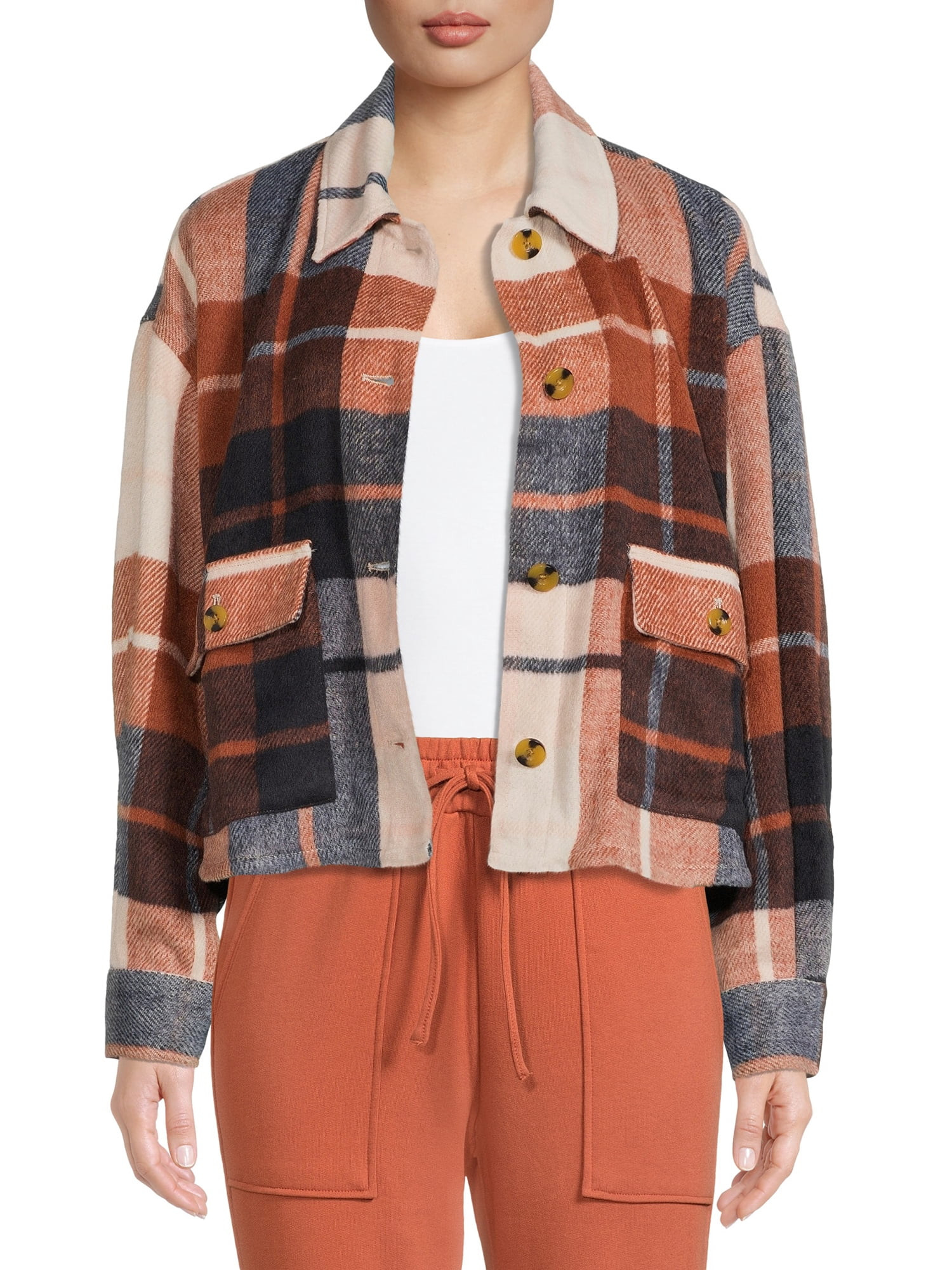 The Get Women's Cropped Button-Front Shacket | Walmart (US)